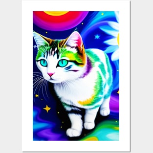 Cosmic Graceful Kawaii Cat Posters and Art